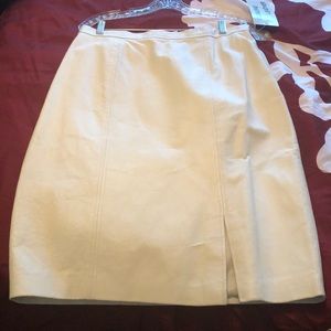 Cream Genuine Leather Skirt
